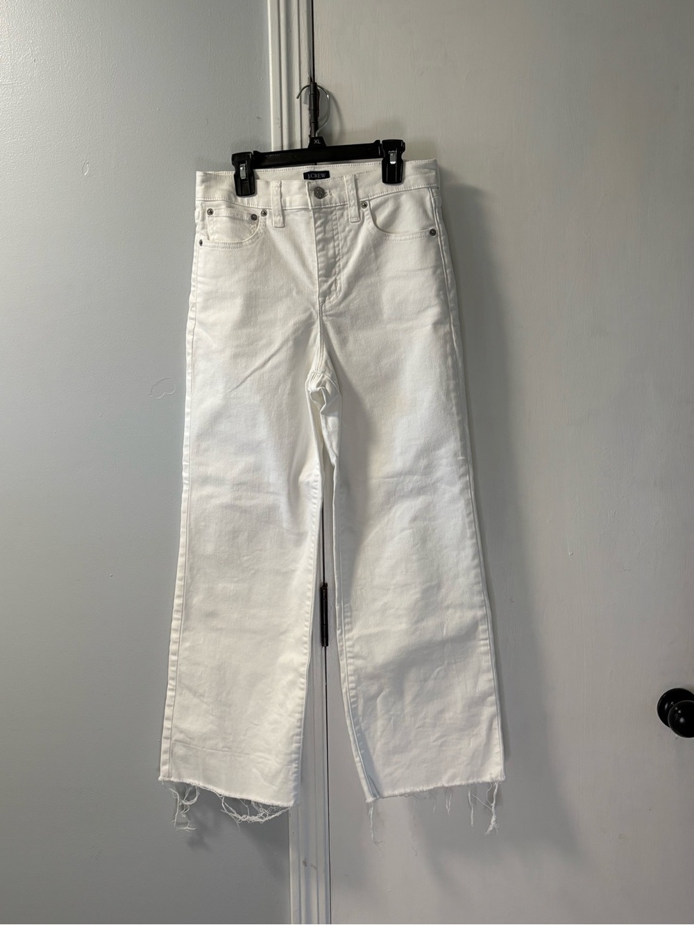 J. Crew White Cropped Wide-Leg Jeans